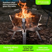 Vente en gros d'usine - Brasero de camping pliable en acier inoxydable avec panneau en verre visible, pour brûler du bois, gril à feu, logo personnalisé