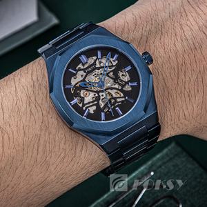 Montre pour hommes avec logo de marque personnalisé de haute qualité, mouvement automatique, eau 5ATM, montre <span class=keywords><strong>mécanique</strong></span> creuse à la mode pour hommes - Product Image 6