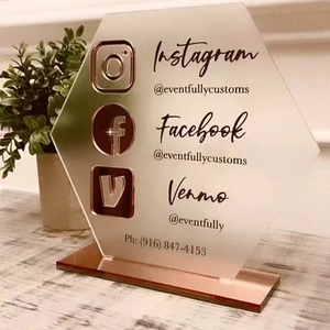 Pantalla de mesa de salón de belleza personalizada Escanear para pagar <span class=keywords><strong>Venmo</strong></span> <span class=keywords><strong>Paypal</strong></span> Cash Blanco Acrílico personalizado Qr Code Stand Sign - Product Image 3