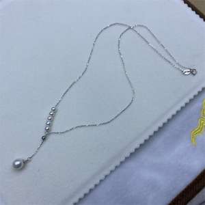 Zhuji Luxury 925 Silver Necklace <b>Mermaid</b> <b>Princess</b> Pendant Y-Shaped Chain Smile Roadway Light Full Body Clavicle Chain Pearl - Product Image 3