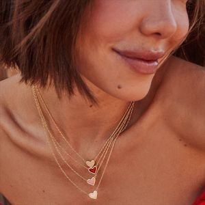 Collana Personalizzata all'Ingrosso con Catena a Corda in Ottone e <span class=keywords><strong>Argento</strong></span> a Lunghezza Regolabile Placcata Oro 14K con Cristallo di Quarzo Rosa Pietra Naturale a Cuore - Product Image 3