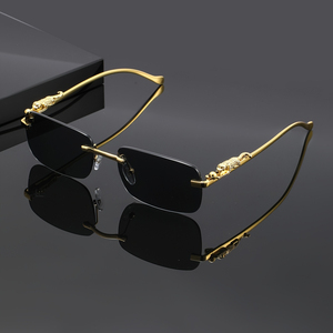 1 Par <span class=keywords><strong>de</strong></span> Gafas Únicas con Diseño <span class=keywords><strong>de</strong></span> Estampado <span class=keywords><strong>de</strong></span> Leopardo, <span class=keywords><strong>Lentes</strong></span> Cuadradas sin Marco, Ideales para Reuniones Informales y Atuendos a la Moda - Product Image 4
