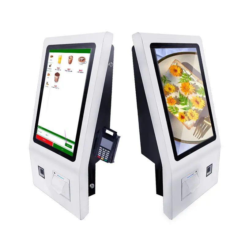 21.5 inch Table Wall Mount Self Service Ordering Kiosk Bill Payment Machine with Printer QR Scanner for Restaurant MC KFC