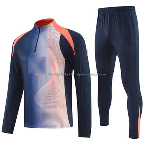 Vêtements d'entraînement de football, maillot de football à manches longues avec fermeture éclair, automne-hiver, adulte, vêtements d'entraînement avant le match, ensemble de vêtements à séchage rapide - Product Image 1