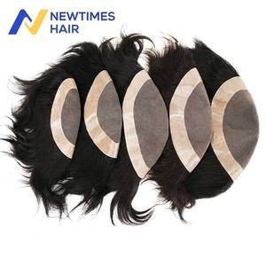 Parrucchino <span class=keywords><strong>da</strong></span> <span class=keywords><strong>uomo</strong></span> Newtimes Hair Wholesale Fine Mono con base in PU e pizzo trasparente, sistema di capelli indiani al 100%, densità 120% - Product Image 2