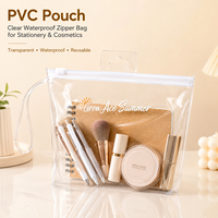 Pochette transparente en PVC imperméable avec fermeture éclair pour cosmétiques et fournitures de bureau