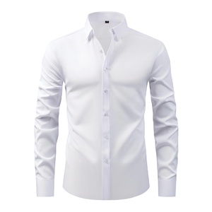 Camicia Leggera Elastica da <span class=keywords><strong>Uomo</strong></span> Taglia Grande con Colletto Quadrato, Decorata con Perline, Traspirante in Poliestere, Casual, Lavabile in Lavatrice, Non Necessita di Stiratura - Product Image 2