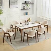 Chaise de salle à manger en bois d'hévéa de style nordique moderne, dossier et accoudoirs souples, structure en bois massif, revêtement en tissu pour la maison, le café et le restaurant