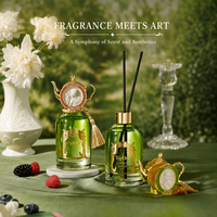 Diffuseur de parfum magnétique TopOne à double diffusion, en verre émeraude, pour huiles essentielles, avec ornement cerf noble, coffret cadeau