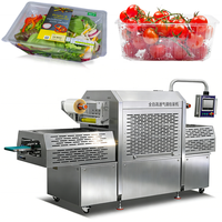Máquina de Sellado de Bandejas Automática Lineal Ruibao BQS-QH2000, Máquina de Envasado en Atmósfera Modificada para Lechuga, Verduras y Frutas