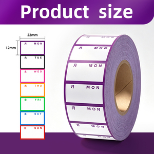 Etiquetas de alimentos para escribir el día de la semana, codificadas por colores, removibles, adhesivas, troqueladas en rollo, para restaurante, cocina, almacenamiento de alimentos FIFO. - Product Image 2