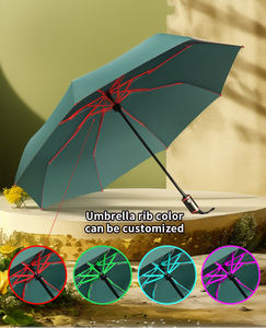 ร่มพับ 3 ตอน อัตโนมัติเต็มรูปแบบ สีแดง ดีไซน์ทันสมัย ป้องกันรังสียูวี กันลม โครงร่มสีตามสั่ง สำหรับผู้ใหญ่ - Product Image 1