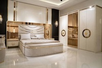 Ensemble de lit capitonné élégant et moderne de luxe pour chambre à coucher, magnifique lit réglable en bois MDF et cuir, personnalisable pour la maison, les appartements et les hôtels