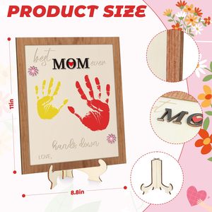 Marco de Madera para Huellas de Manos, Placa Conmemorativa con Soporte 'La <span class=keywords><strong>Mejor</strong></span> Mamá del Mundo' para Regalos del Día de la Madre - Product Image 2