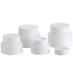 custom 30 50g 80g 100g matte white empty skincare packaging facial cosmetic cream jar with screw lid