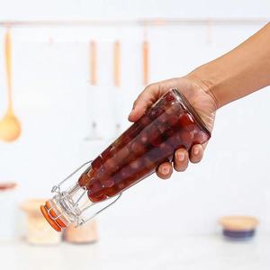 Bouteille en verre de haute qualité, grande et vide, de 500 ml et 1000 ml, pour boissons, enzymes, bière, fruits, vin, <span class=keywords><strong>eau</strong></span>, jus, avec <span class=keywords><strong>bouchon</strong></span> hermétique à clapet. - Product Image 4