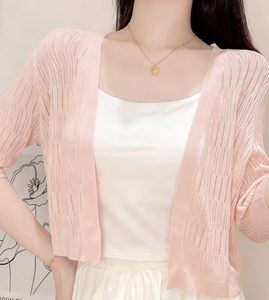 2025 Cardigan estivo in maglia di seta color ghiaccio, involucro leggero, maglieria da donna Versatile stile gilet. - Product Image 1