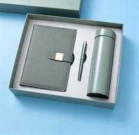 Vente en gros d'ensemble de bouteilles Agenda A5 de luxe pour affaires coffret cadeau Carnet A5 en cuir gris personnalisable avec stylo, tasse thermique et USB
