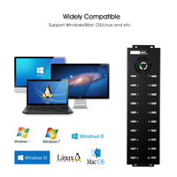 Hub USB 2.0 alimenté à 20 ports haute puissance Sipolar A-805P pour bureau, avec support de tablette et charge rapide