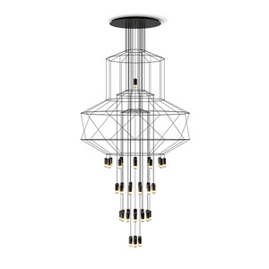Candelabro de línea geométrica moderna, vestíbulo del hotel, recepción, sala de estar, restaurante, escalera, candelabro de línea larga geométrica - Product Image 5
