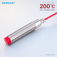 Sensor Proximitas Induktif Domenzi M30 Jarak Penginderaan 10mm Tahan Panas Temperatur Tinggi NPN NO IP67 200 ℃