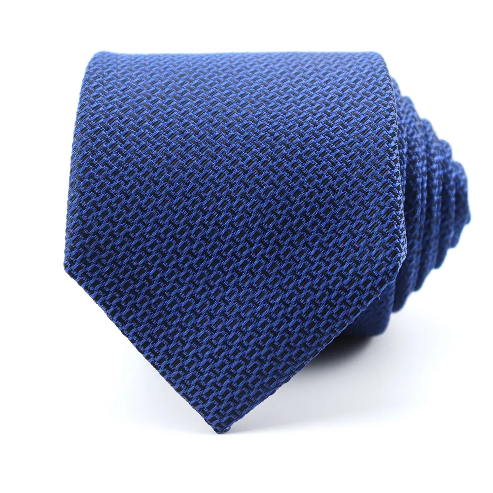 Luxury Blue Geometric Pattern Embroidered 100% Silk Mens Quality Necktie Maker from China