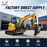 NIMBUS Nouvelle Conception Mini-Excavatrice Compacte de 3,7 Tonnes pour Ferme, Verger, Aménagement Paysager, Cabine Hydraulique, Chenilles en Caoutchouc, Mini-Excavatrice de Terrassement