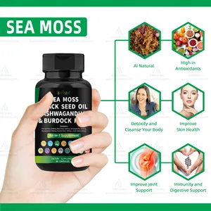 OEM Vegan Custom Organic Irish Raw Seamoss Healthcare Supplement Wholesale Weight Loss Detox Slimming Sea Moss Pill Capsules