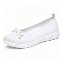 Mocassins pour femmes en tricot respirant, faciles à porter, avec nœud décoratif, talon coussiné superposé, chaussures de marche légères OEM ODM