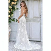 Robes de mariée NDB11188 en dentelle, robes de mariée sirène sexy, robes de mariée en dentelle sans manches, taille personnalisée, blanc ivoire