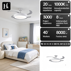 Ventilateur de plafond LED moderne en métal avec moteur DC, 4 pales, télécommande, intensité variable, montage en suspension, blanc chaud 3000K-6000K, 6 vitesses, pour salon - Product Image 3