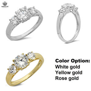 Princesse Cut Trois Pierre 14k Moissanite Bague de Fiançailles Mariage <span class=keywords><strong>Couple</strong></span> Or Blanc Zircone Anneaux - Product Image 2