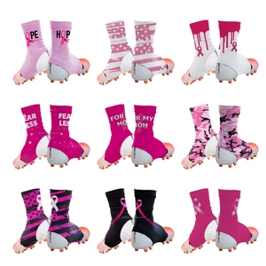 PURE Custom Pink Ribbon Cleat Covers Spats Plus Size Color en blanco Cleat Covers Custom Cleat Covers para fútbol <span class=keywords><strong>Hockey</strong></span> - Product Image 1