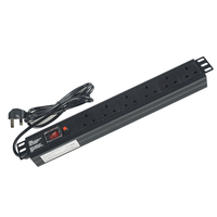 PDU Estándar Británico (UK) de 8 Salidas 13A 15A con Protección Contra Sobrecarga, Montaje en Rack 1U de 19 Pulgadas, Gabinete de Distribución de Energía de Aluminio para Servidor