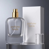 Flacons de parfum en verre carrés, pompe pulvérisatrice dorée et noire, vente en gros, vides, avec boîte cadeau blanche, 100 ml