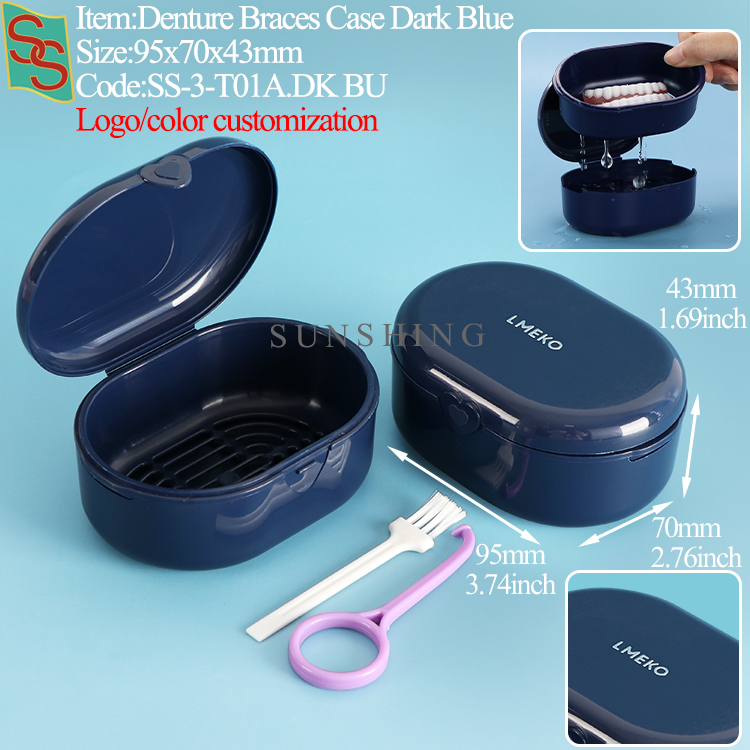 T01A Denture Braces Case Dark Blue