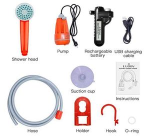 Compact Pump With Detachable Usb Rechargeable Battery, Handheld Outdoor Head <b>Portable</b> <b>Camping</b> <b>Shower</b> - Product Image 4