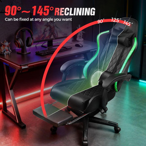 Silla <span class=keywords><strong>de</strong></span> Juego Ergonómica con Luces RGB, <span class=keywords><strong>de</strong></span> Alta Gama, Resistente, Cómoda, Giratoria 360°, <span class=keywords><strong>para</strong></span> <span class=keywords><strong>Adultos</strong></span>, con Reposapiés - Product Image 3