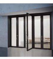 Porte pliante en aluminium imperméable HDSAFE avec double vitrage, design moderne, pour balcon extérieur, patio