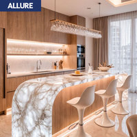 Allure Home Armoire de cuisine en contreplaqué, design moderne de luxe, avec rangement intelligent, finition placage bois, meuble de garde-manger sur mesure