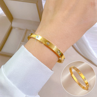 Bracelets et Joncs de Marque Célèbre en Acier Inoxydable, Vis d'Amour, Cristal Zircone Cubique CZ pour Femmes, Bijoux de Mode de Créateur