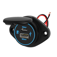 Prise de charge USB plate à montage sur panneau USB-A vers USB-C, 12V DC, QC3.0, PD3.0, pour sièges de bus, chargeurs USB 24V pour bus, marine, tracteurs, VTT, UTV