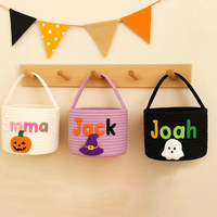 Panier de rangement portable en corde de coton coloré de haute qualité, organisateur mignon à main pour collations, bonbons et jouets, décorations de citrouilles