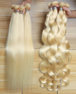 Tóc Vàng 613 1/3/4 bó tóc Brazil dệt thẳng Remy 100% sợi ngang tóc người 26 28 30 32 34 36 38 40 inch bó - Product Image 1