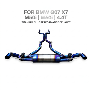 Vortex Blue Burnt Titanium Valved Catback Exhaust System for BMW G07 X7 M50i M60i 4.4T V8 Direct Fit Performance <b>Kits</b> - Product Image 1