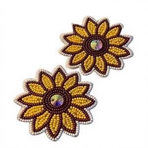Boucles d'oreilles pendantes tendance 2026, motif bohème unique, en alliage, perles, cristaux et strass, bijoux de fête pour femme, bleu multicolore - Product Image 3