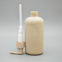 Flacon pompe écologique en paille de blé (30 %) beige pour gel douche et shampoing – Contenant en plastique