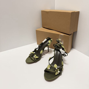 Sandalias de tacón ultra alto y fino con lazo sexy para mujer, de goma, con diseño floral, de moda, para primavera/invierno, de caña alta, para exteriores. - Product Image 6