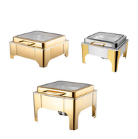 Réchaud à buffet carré en acier inoxydable 201, capacité de 6 L, chauffe-plats pour traiteur, alimenté à l'alcool, température automatique