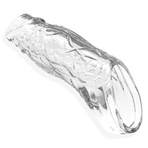 Bulging Wolf Tooth Sleeve Transparent Black <b>TPE</b> 6.25 In Length For Men Adult Use - Product Image 2
